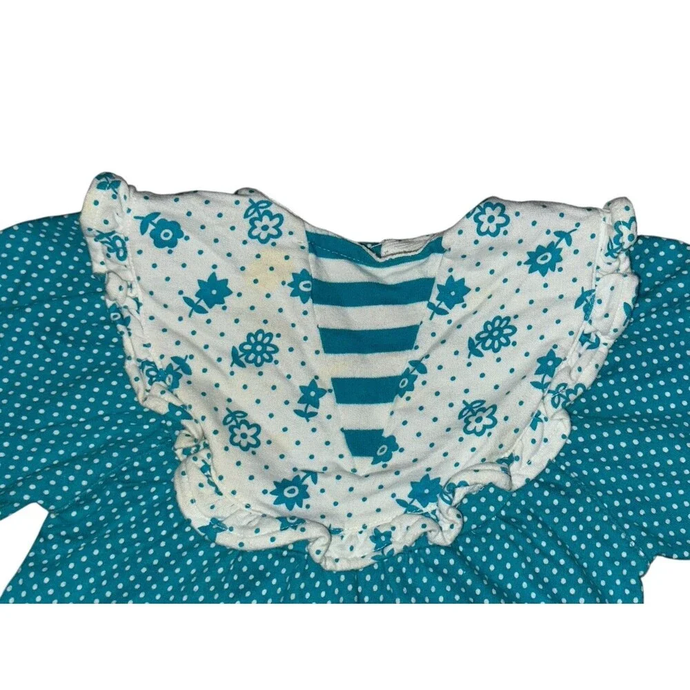 Vtg Gymboree Rainbow Tag Infant One Piece Polka Dot Floral Collar Striped Cuffs